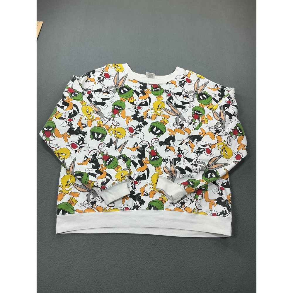 Looney Tunes Sweatshirt Mens 2XL Multicolor Pullover All‎ Over Print Characters
